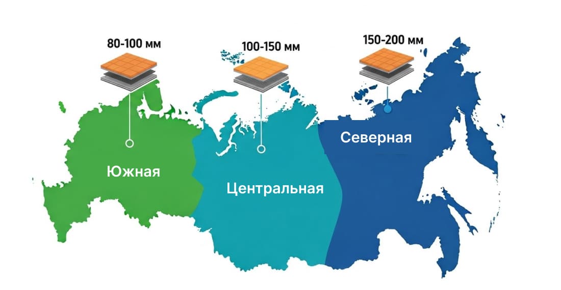 Карта климатических зон России для выбора толщины сэндвич-панелей